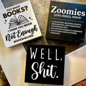 3 little shelf signs, tier tray decor, wood signs bundle NEW